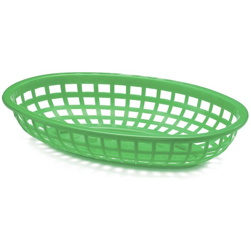 Tablecraft 1074G Classic Plastic Oval Basket, 9-3/8"X6"X1-7/8", Green