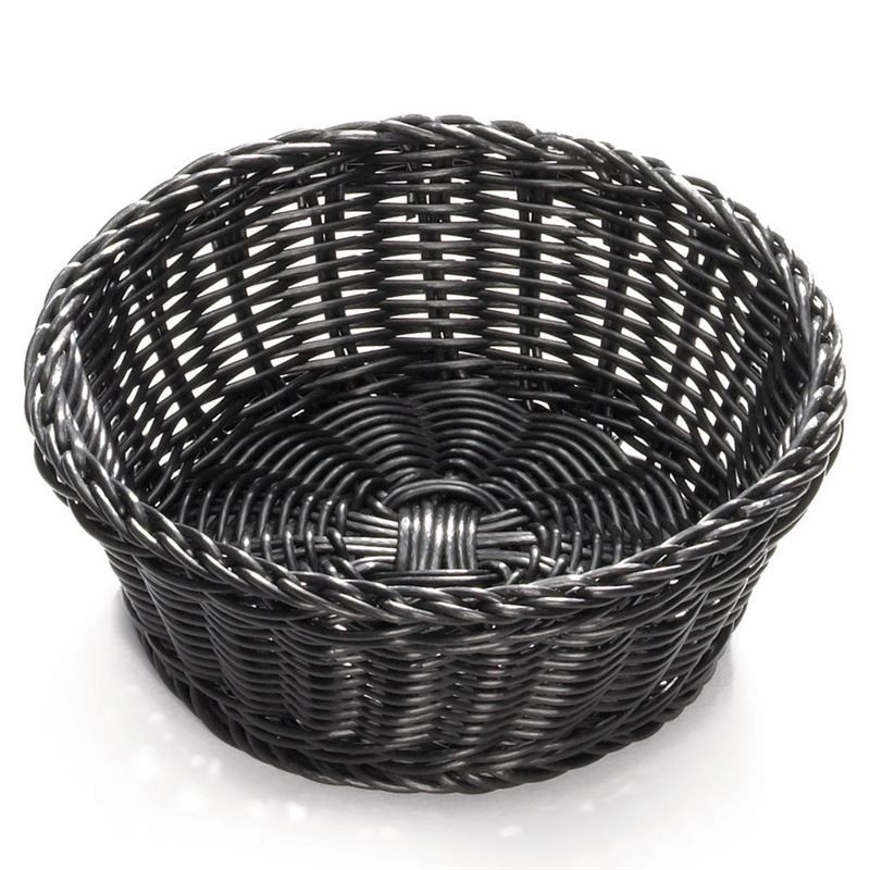 Tablecraft M2475 Hand Woven Ridal Round Basket, 8-1/4"X3-1/4", Black