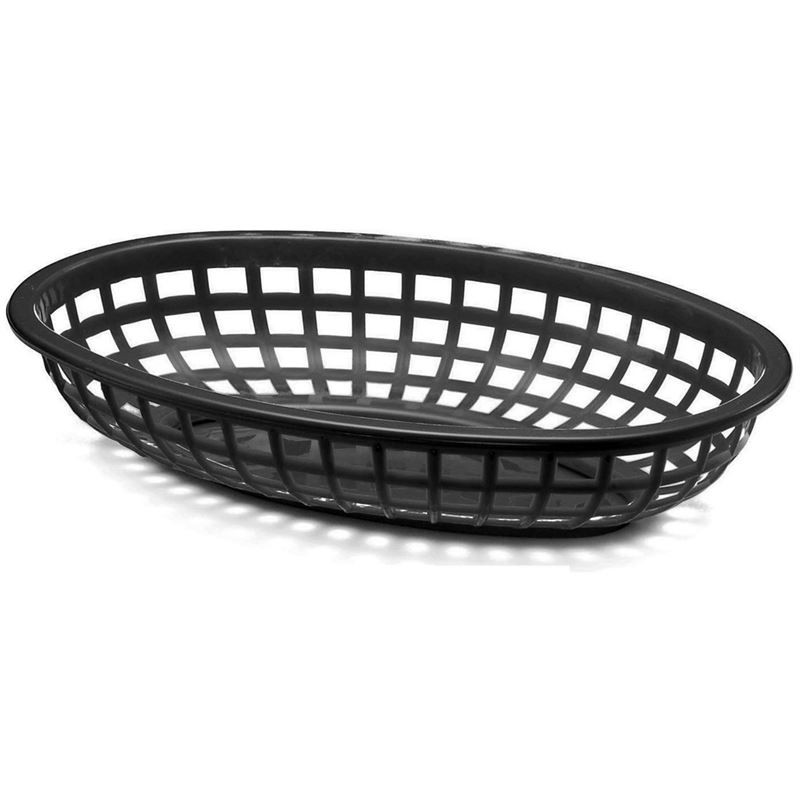Tablecraft 1074BK Classic Black Plastic Oval Basket, 9-3/8"X6"X1-7/8" (Case of 36)
