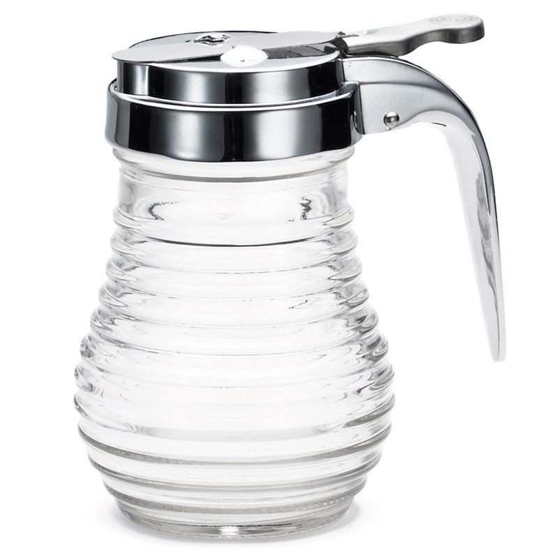 Tablecraft BH7 Beehive Glass Syrup Dispenser w/ Chrome Top, 6oz, Clear