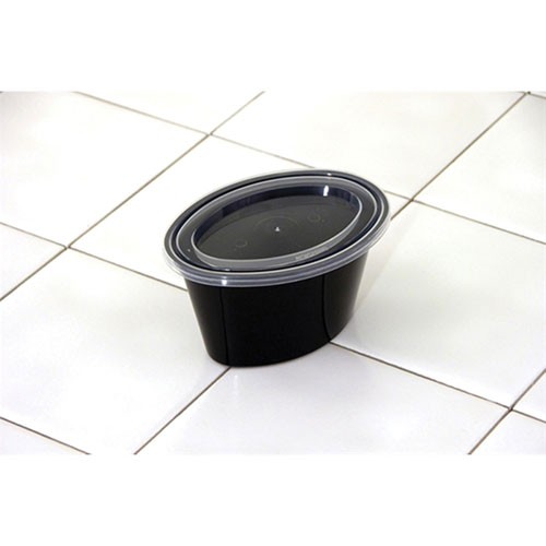 Pactiv E505B Ellipso Microwaveable Portion Cup & Lid, 5oz, Black (Case of 500)