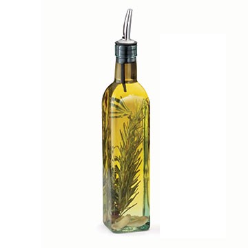 Tablecraft 916 Square Bottle w/ Glass/Stainless Steel Pourer, 16oz, Green