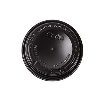 Seda 4500000406 Plastic Dome Lid, Fits 12-20oz Cup, Black (Case of 1000)
