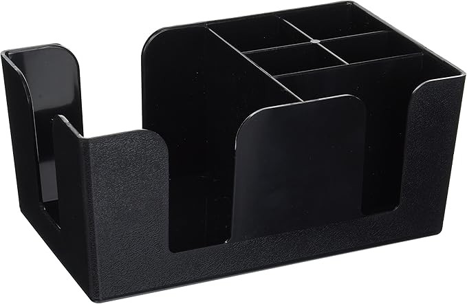 Winco BC-6 6-Compartment Plastic Bar Caddy, Black