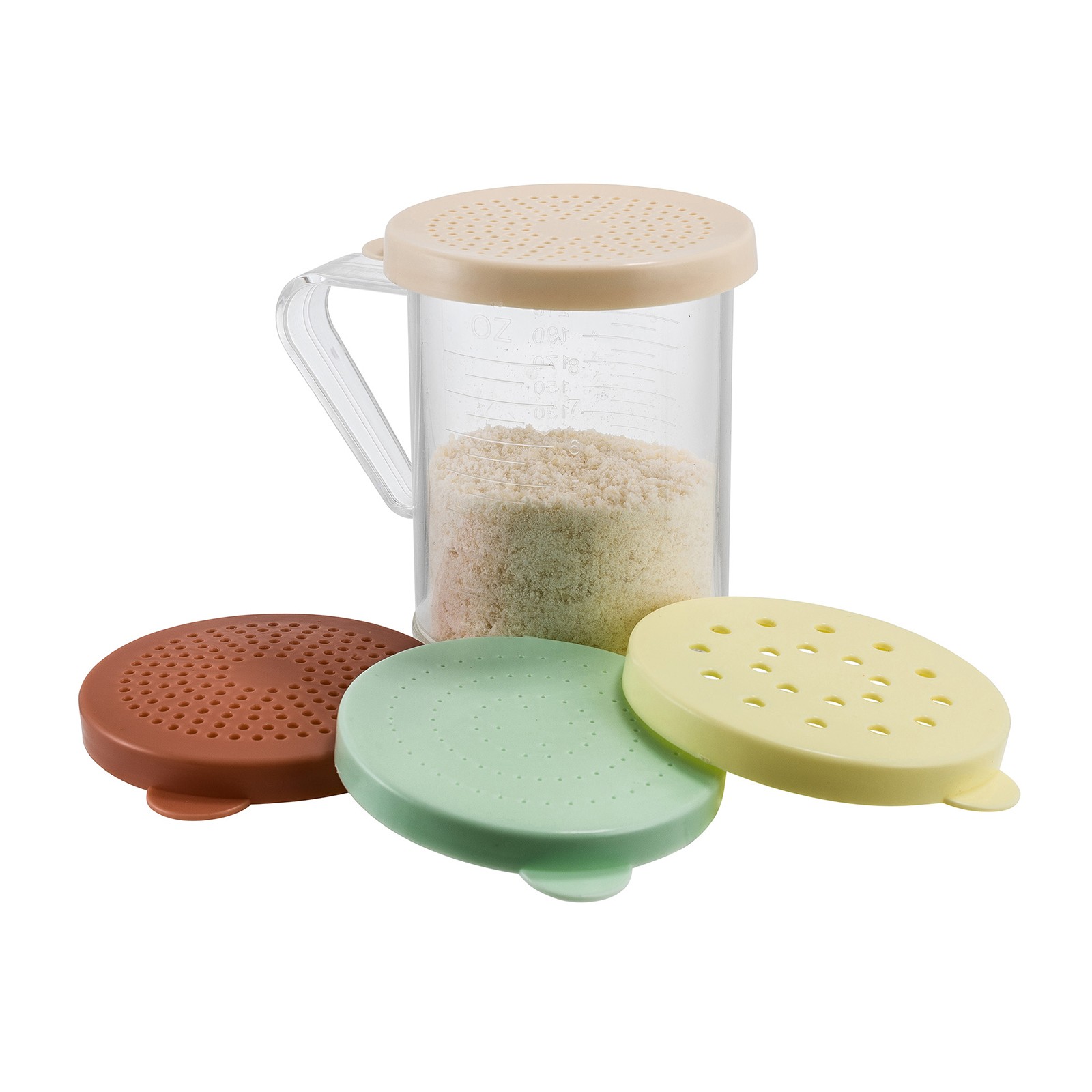 Winco PDG-10AC Polycarbonate Dredge with Handle & 4 Lids, 10oz