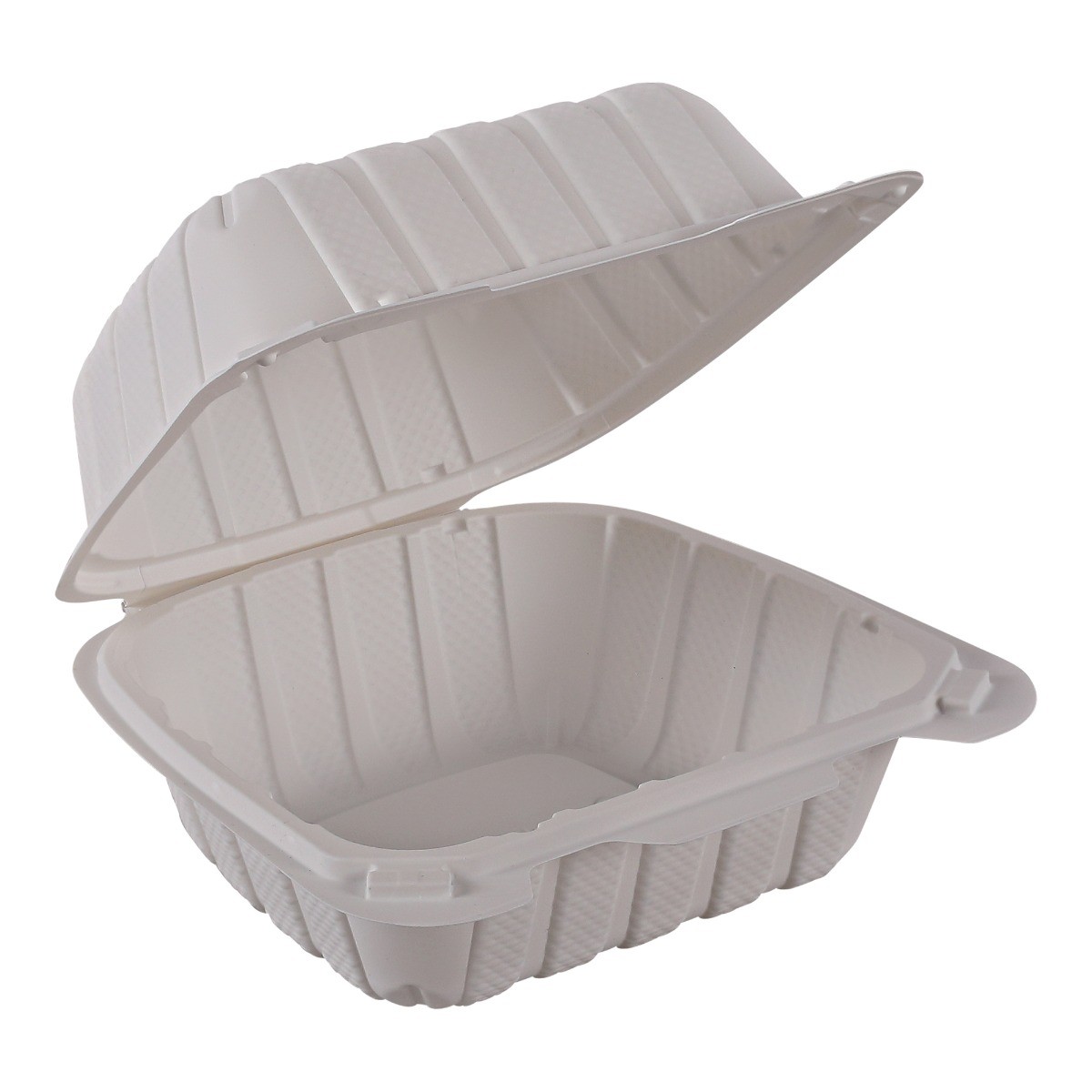 Empress EPPHL-66 Mineral‑Filled Polypropylene Hinged Takeout Container, 6"x6"x3", White (Case of 300)