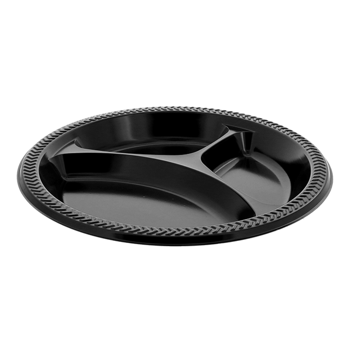 Pactiv MIC10EY Meadoware 3-Comp Plastic Plate, 10-1/4", Black (Case of 500)