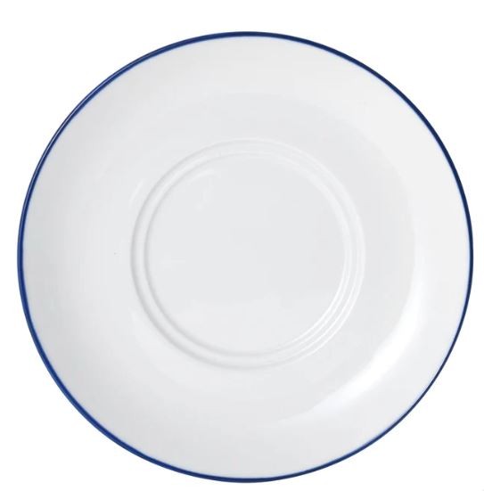 Mikasa 5305735 Bistro Pinstripe 4.72" Saucer, White w/ Blue Band