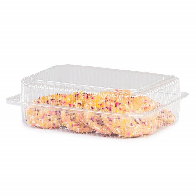 Detroit Forming LBH665 Hinged Deli Container, OPS, 9.5"X6.75"x3", Clear (Case of 350)