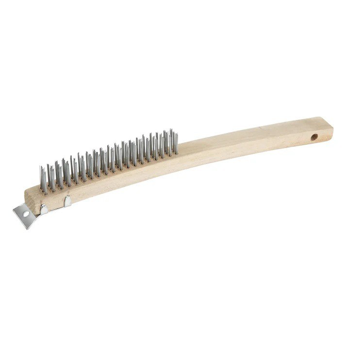 Winco BR-319 14" Wire Brush, Steel Bristles, Wood Handle