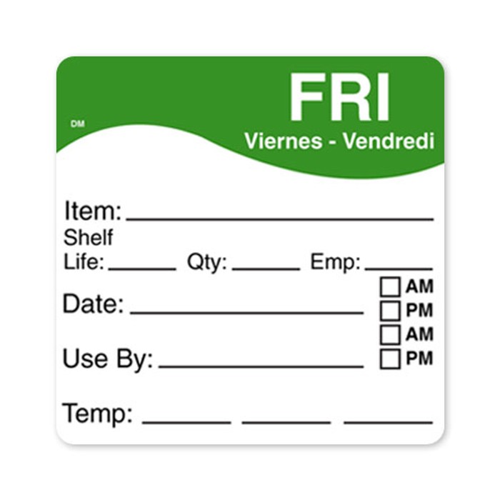 Friday Daymark Sticker DayMark IT110062-5-FRI DissolveMark Label, 2.5