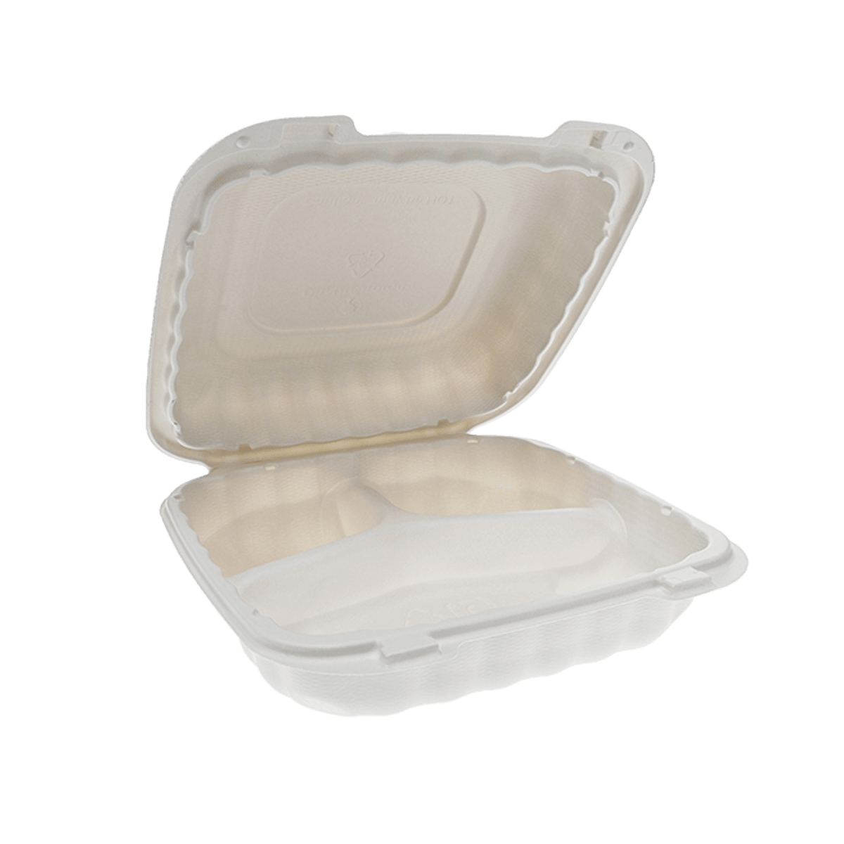 Pactiv YCN808030000 EarthChoice® Mineral Fill To-Go Container, 8"X8"X3", White (Case of 200)