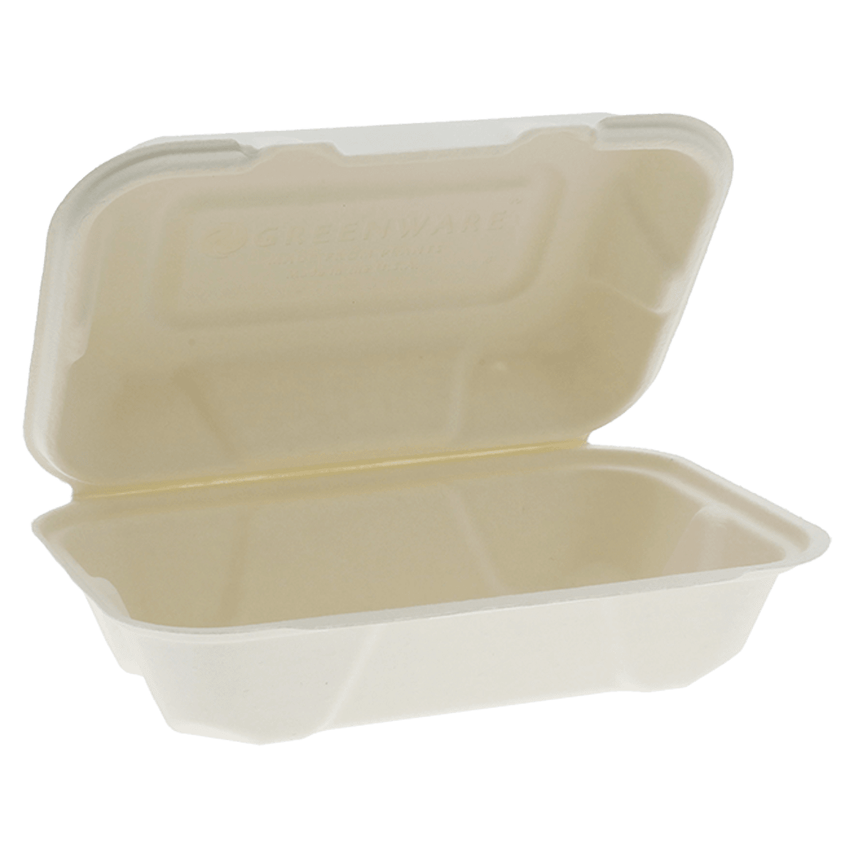Pactiv GP961WPFREE Greenware Hinged Fiber To-Go Container, 9"X6", White (Case of 200)