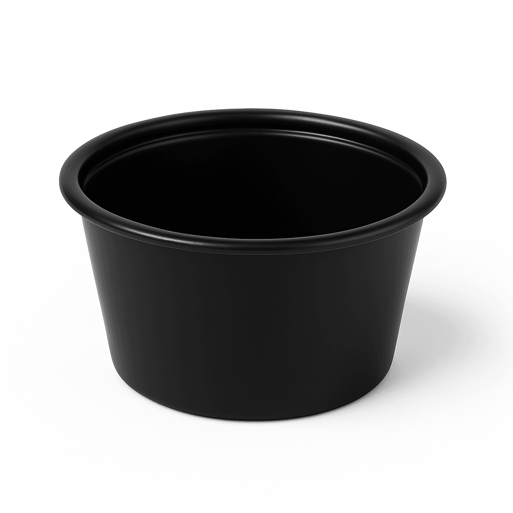 Jovials M9260085 Plastic Souffle Cup, 4oz, Black (Case of 2500)