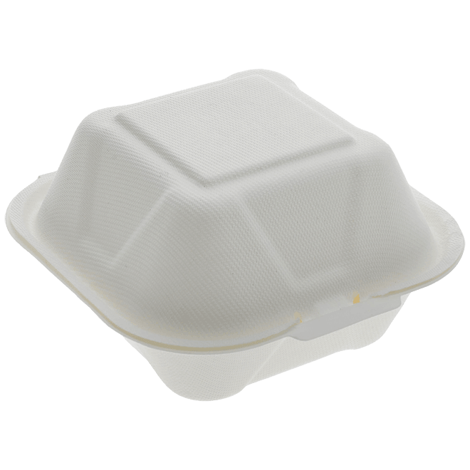 Pactiv YMTL0080 Earthchoice Hinged Fiber Container, 6"X6"X3", White (Case of 500)