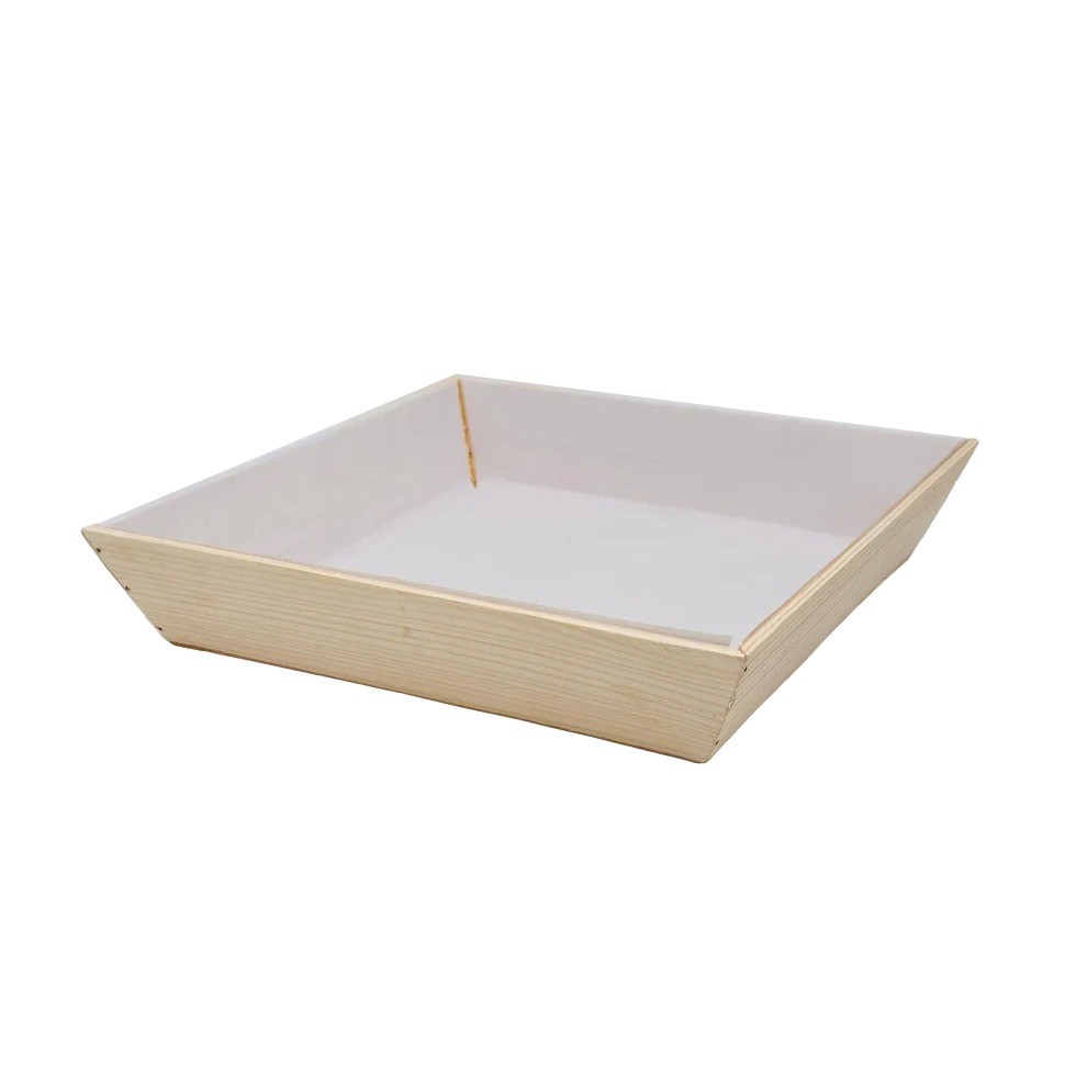 Verterra VT-WUD-12X12X3 12" x 12'" x 3" Solid Wood Bowls, Paper Lined (Case of 10)
