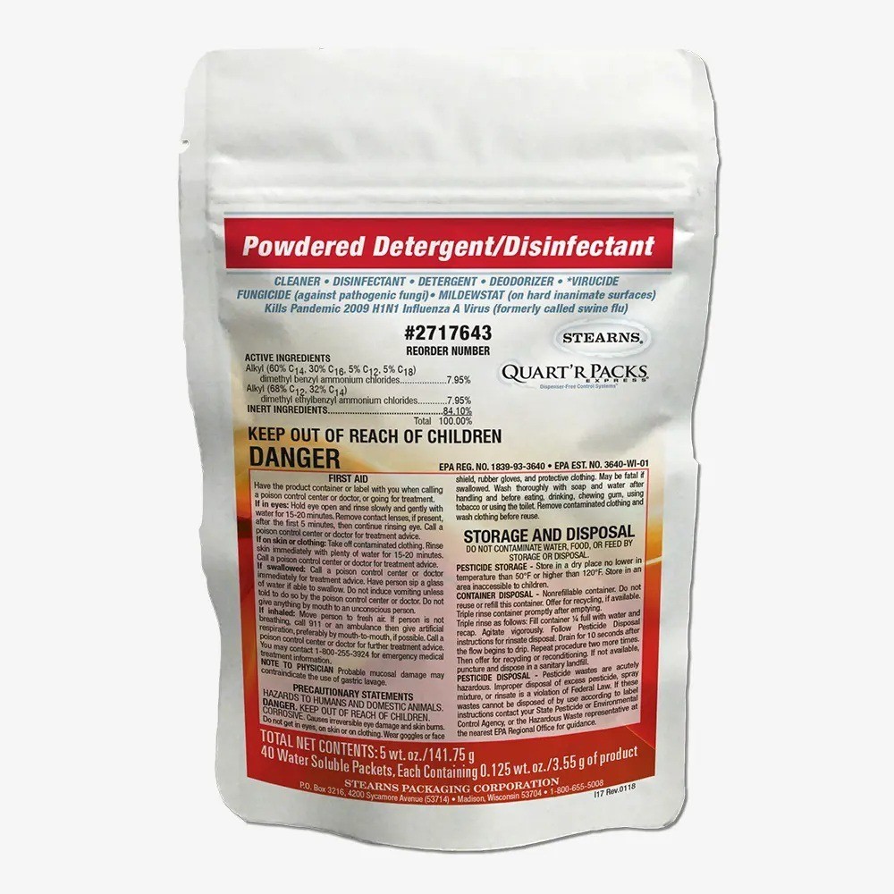 Stearns 2717643 Quart’r Packs® Express Powdered Detergent/Disinfectant (Case of 160)