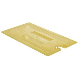 Cambro 30HPCHN150 H-Pan High Heat Food Pan Lid w/ Handle and Notch, 1/3 Size, Amber