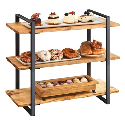 Cal-Mil 1940-99 Riser 3 Shelf Black/ Rustic Pine, 28"X12"X24"
