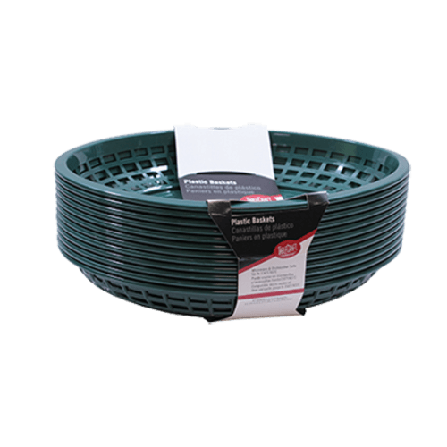 Tablecraft C1084FG Oval Plastic Basket 9X11-3/4, Forest Green (Pack of 12)