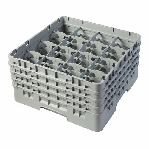 Cambro 16S800151 Glass Rack 16 Compartment Full Size W/4EXT Soft Gray