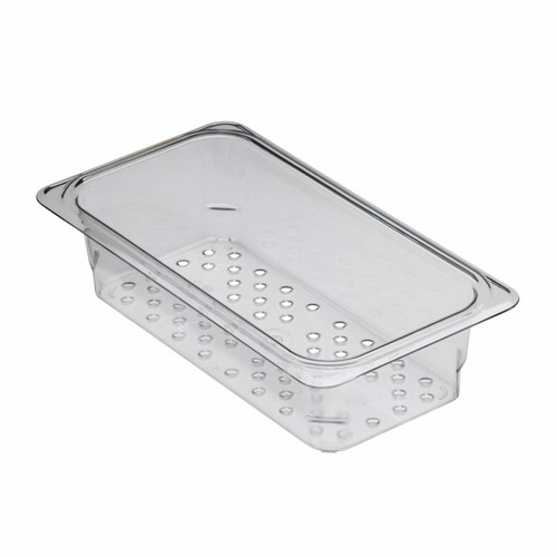 Cambro 33CLRCW135 Camwear Food Pan Colander, 1/3 Size, 3" Deep, Clear