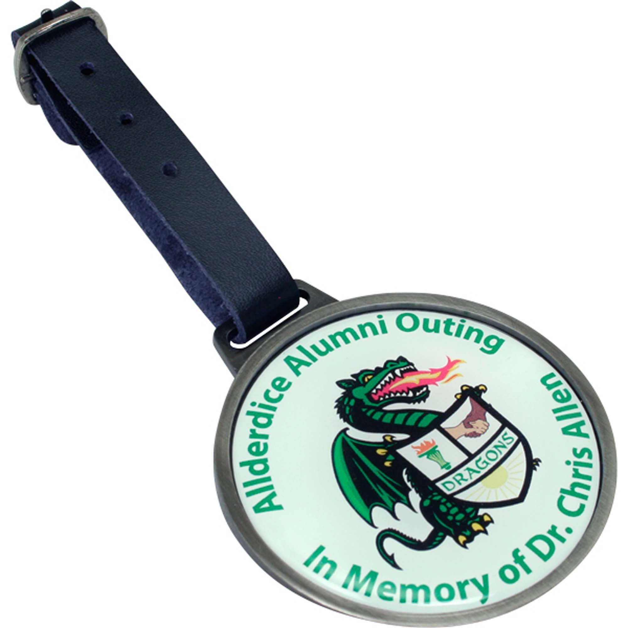 Round Metal Bag Tag with Domed Logo