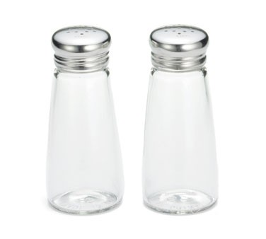 Tablecraft 132S&P-2 3 oz Round Glass Salt & Pepper Shakers (Box of 24)