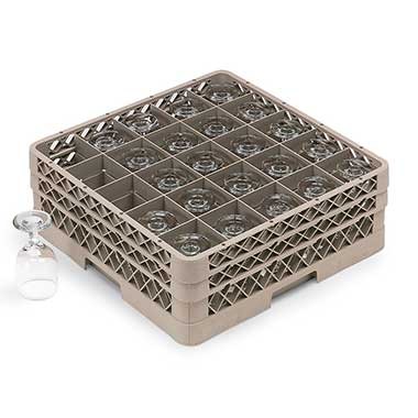 Vollrath TR6BB Traex Full-Size 25-Comp Beige Glass Rack w/ 2 Extenders