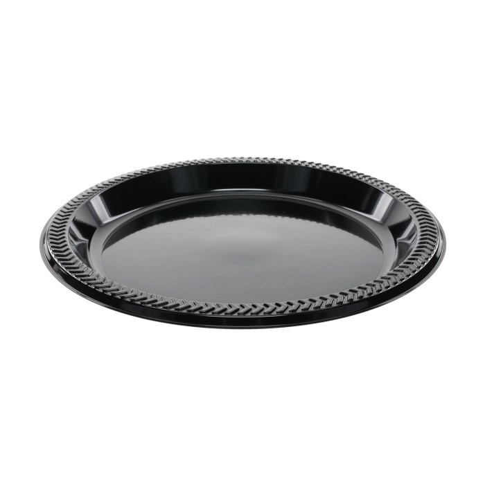 Pactiv YMI9E Meadoware 1-Compartment Plate, Plastic, 8 7/8", Black (Case of 400)