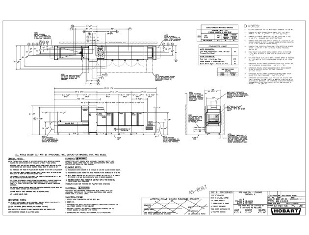Schematics of a flight type dish machine