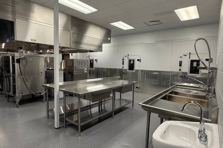 School kitchen with food prep area